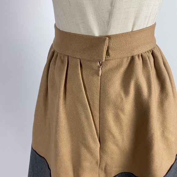 J. CREW COLLECTION Wool Blend Flannel Two-Tone Colorblock Full Circle Skirt 0P - Picture 7 of 8